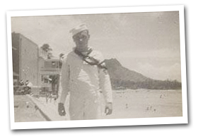 Sailor standing on Waikiki Beach